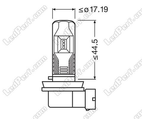 Ensemble des dimensions de l'ampoule LED H11 Osram LEDriving HL Easy pour antibrouillards