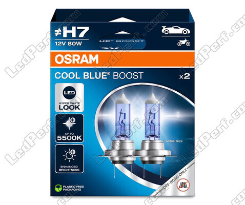 Lampen H7 Osram Cool Blue Boost 5 500K xenoneffect ref: 62210CBB-2HB in verpakking van 2 lampen