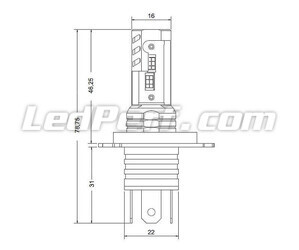 Set H19 ledlampen Nano Technology - Afmetingen ultra compact