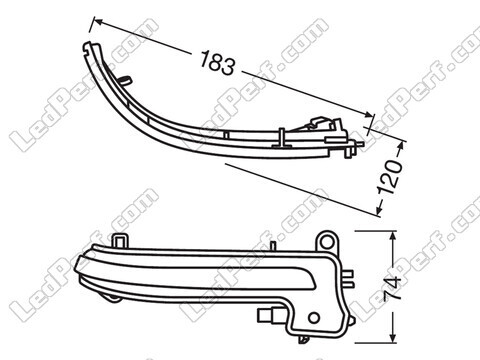 Schéma des dimensions des clignotants dynamiques Osram pour BMW X1 (E84)