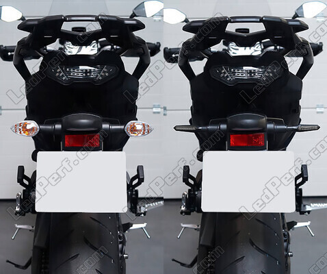 Comparatif avant et après installation des Clignotants dynamiques LED + feux stop pour Aprilia Pegaso Strada Trail 650