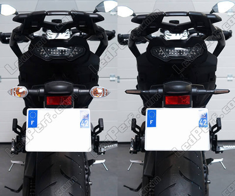 Comparatif avant et après le passage aux clignotants Séquentiels à LED de Ducati Monster 695