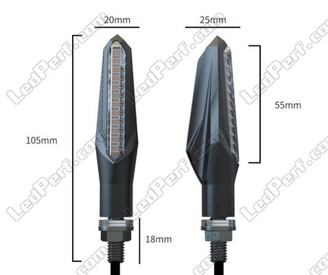 Ensemble des dimensions des Clignotants Séquentiels à LED pour Kawasaki Z1000 (2014 - 2020)