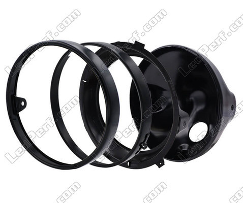 Phare rond noir pour optique full LED de Suzuki SV 650 N (2003 - 2010), assemblage des pièces