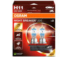 Ampoules H11 OSRAM Night Breaker® 220 - 64211NB220-2HB -Duo Box